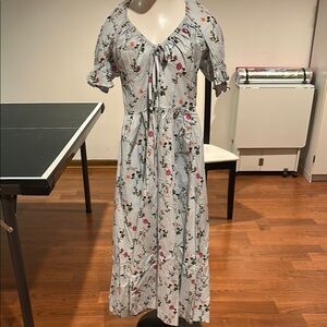Hill House White and Pink Smocked Sundress with Flutter Sleeves